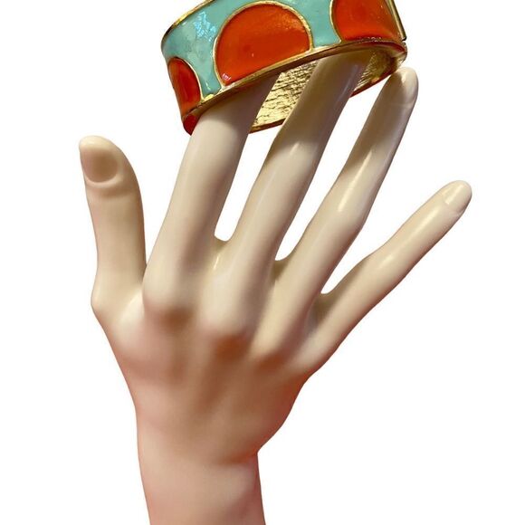 Turquoise & Orange Latch Bracelet offers great pop of color! - Picture 2 of 5